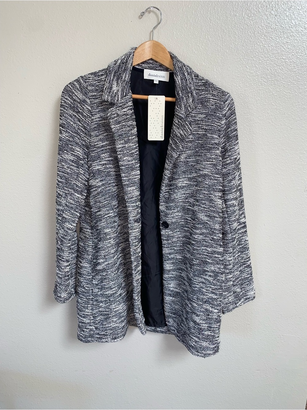Daniel Rainn NWT Textured Knit Cardigan Jacket Collared One Button Boho Size S